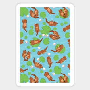 Otters swimming in the lake Sticker